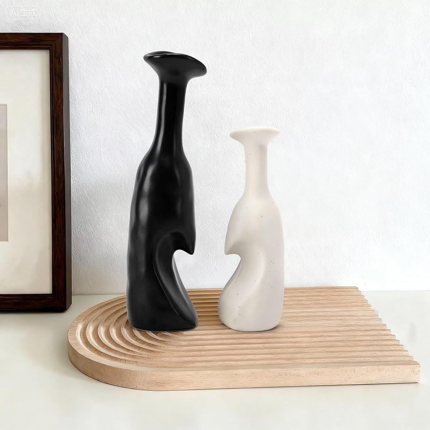 Heart Shaped Small Ceramic Vases Set of 2 Home Decor Boho Vase Modern Matte Flower Vase Minimalist Decorative Vase for Wedding Gift Dining Coffee Table Book Shelf Office Décor