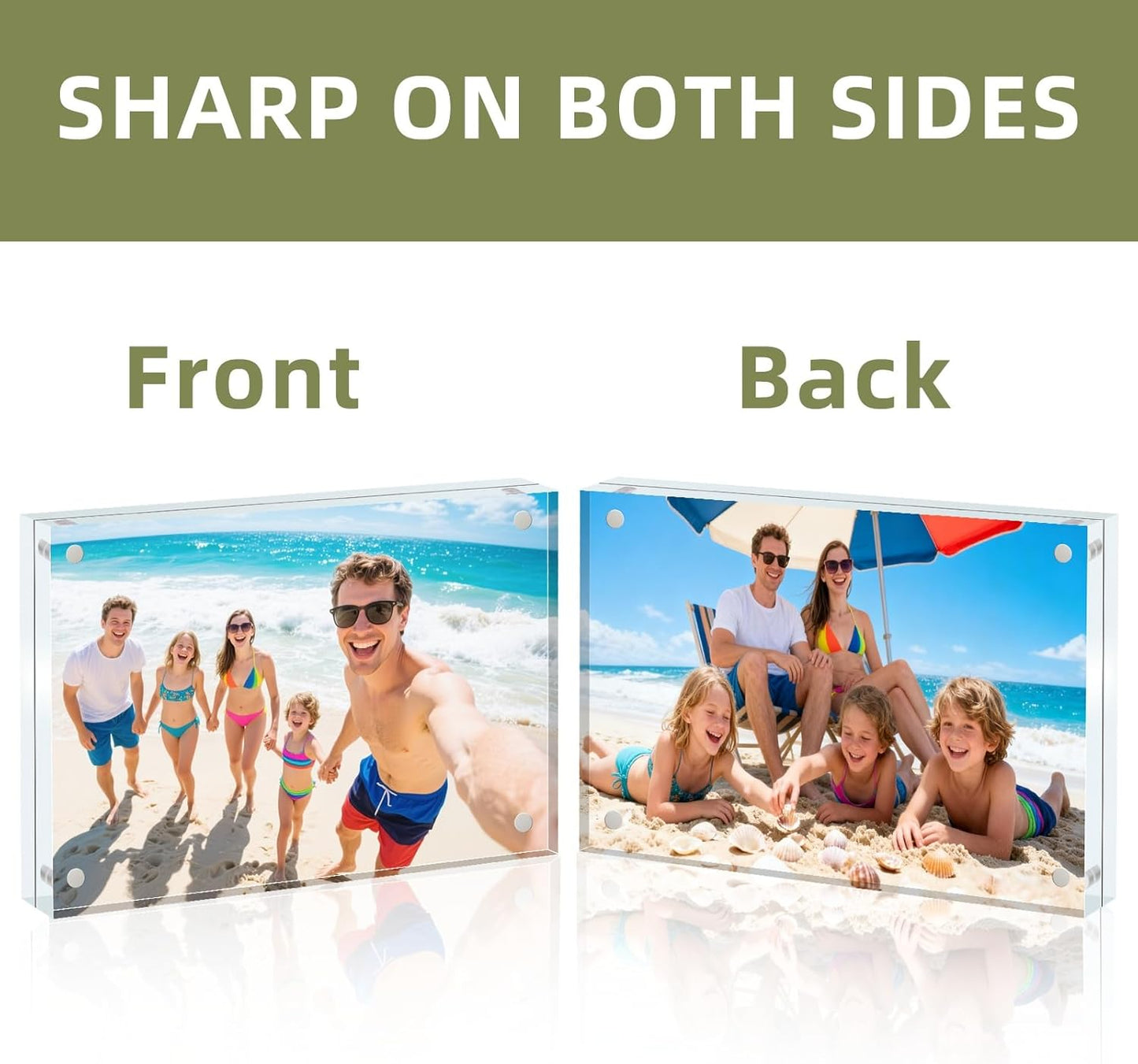 Magnetic Acrylic Picture Frame 4x6 (3-Pack) – Clear Lucite Double-Sided Frameless Photo Display 20mm Thick, UV Resistant with Strong Magnets for Home, Office, and Gift