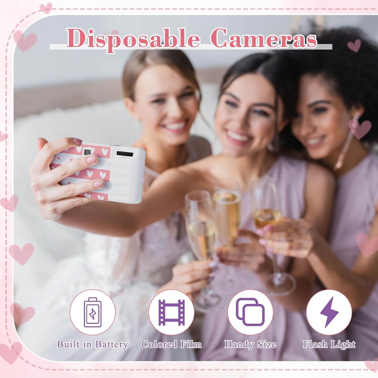 3 Pack Disposable Camera for Wedding Simple Use Color Film Camera with Flash Disposable Cameras One Time Camera for Gathering Wedding Travel Party Supply (White)