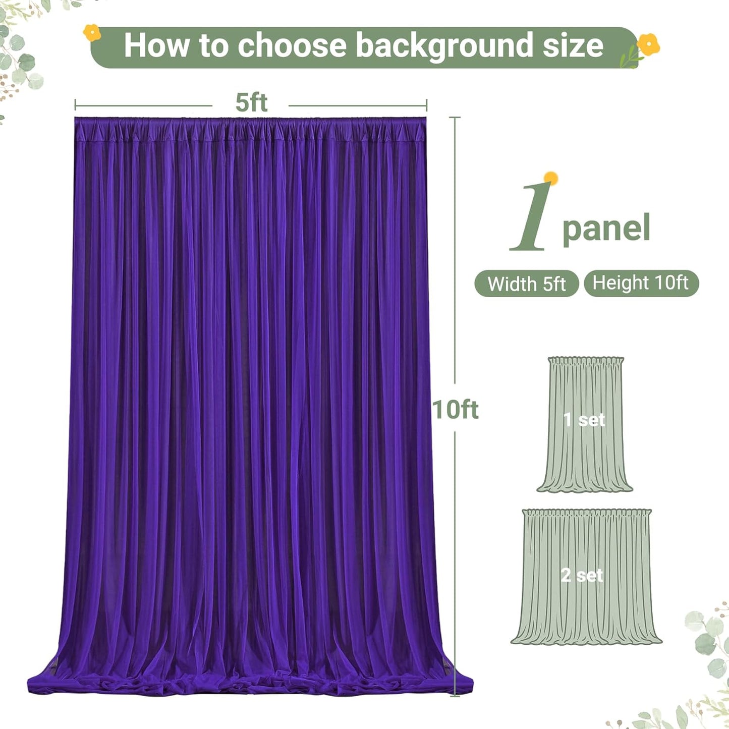 Purple Tulle Backdrop Curtain for Parties Wedding,5ft x 10ft Wrinkle Free Curtain Backdrop,2 Layer Drapes for Backdrop,Polyester Wedding Back Drop for Bridal Shower Birthday Baby Shower Photography
