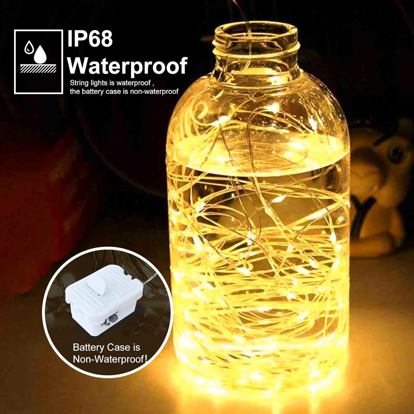 pozzolanas 24 Pack 7ft Waterproof LED Fairy Lights - Battery Operated String Lights with 20 LEDs for Home, Mason Jar, Party, Wedding, Halloween, Christmas Decorations (12 White & 12 Warm White)