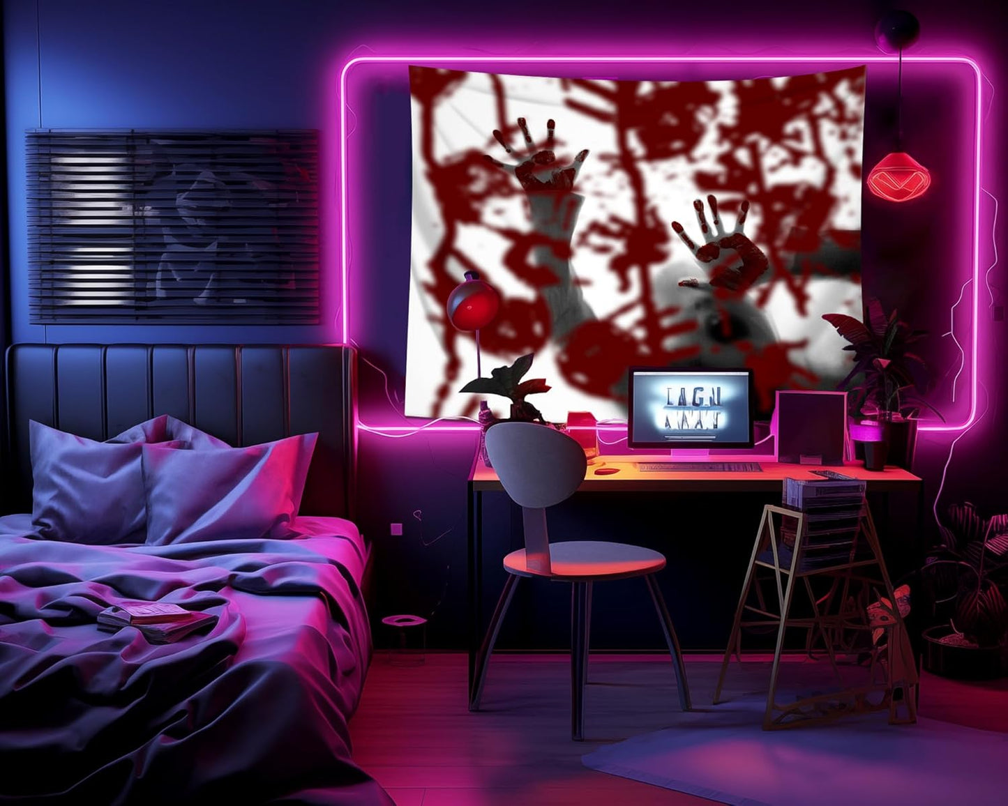 QGHOT Halloween Tapestry Wall Hanging, Scary Bloody Backdrop Horror Tapestry Blood Splatter Halloween Background Party Decorations for Bedroom College Dorm Wall Decor (59.1"x51.2")