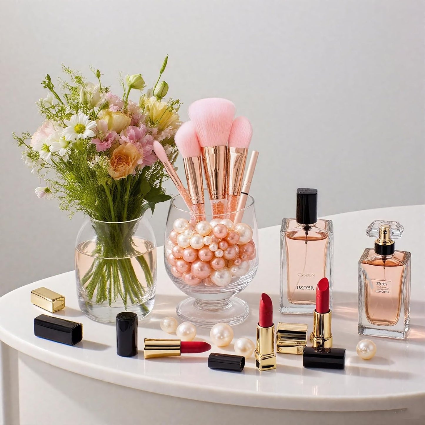 200 Pcs Vase Filler Beads Rosegold Pearl Beads for Vase No Hole Pearls for Centerpieces Vases Home Table Party Decor Wedding DIY 8/14/20mm