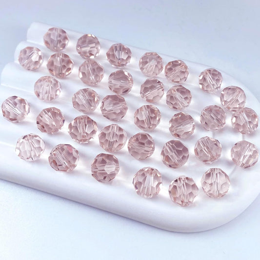 200 PCS 6mm Crystal Glass Beads Round Multiple Faceted Loose Spacer Glass Beads for DIY Handcrafte Bracelet Necklace Earring Jewelry Making(Pink)