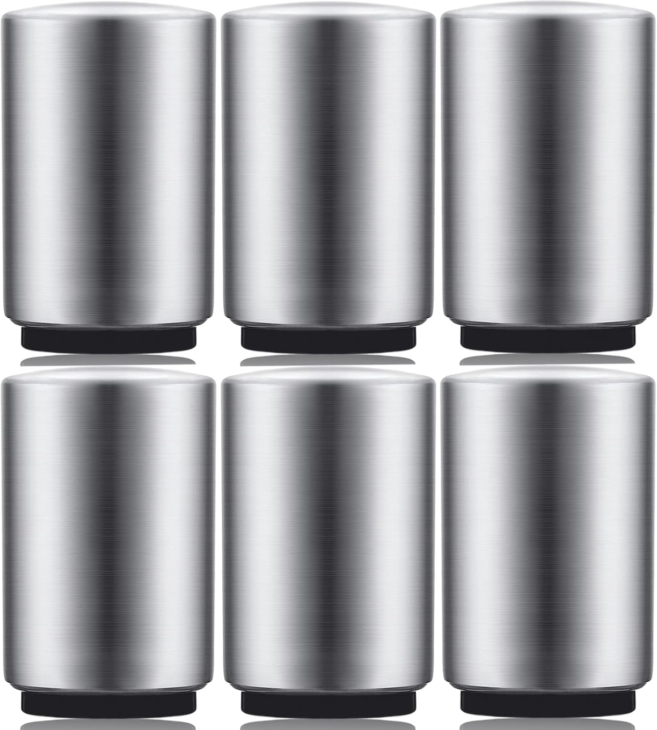 6 Pack Premium Beer Bottle Opener (Silver), Automatic Bottle Openers, Stainless Steel Push Down Beer Opener, No Damage to Bottle Cap, Portable Pop the Top Bottle Opener for Home Bars Camping Party