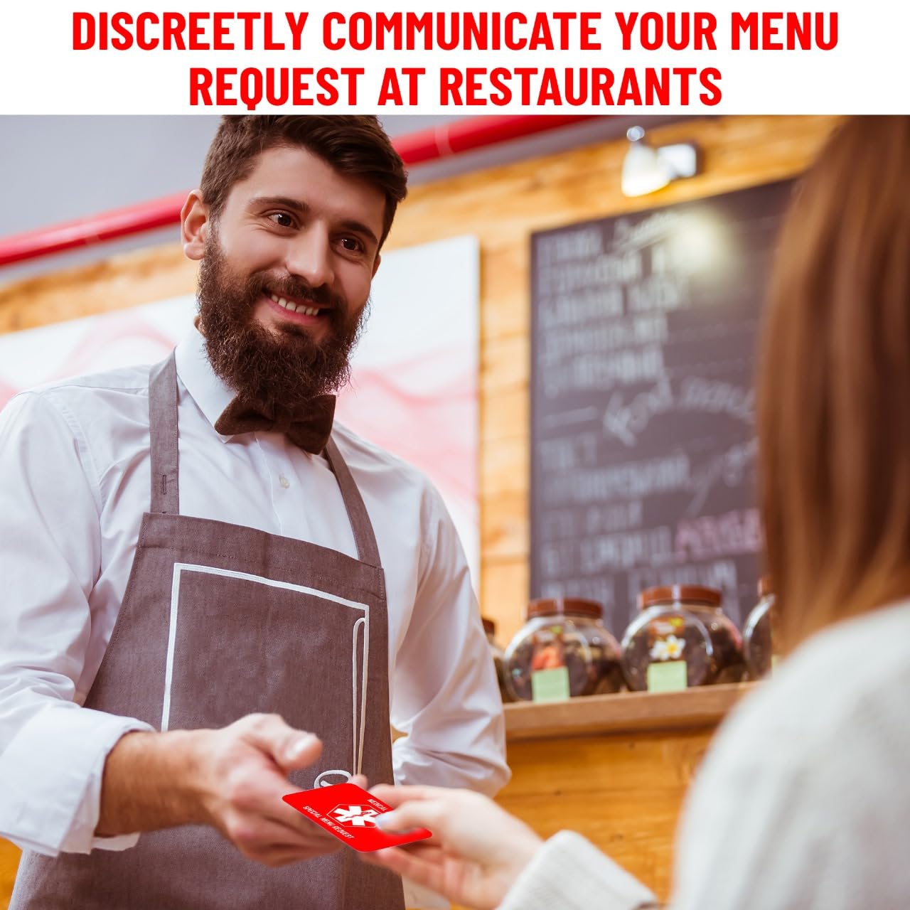 Bariatric Card for Restaurants, Special Menu Request Card, Portion Control Restaurant Request for Bariatric or Gastric Sleeve Patients, Wallet Sized, Set of 2 Cards (2, Red, 3.375in x 2.125in)