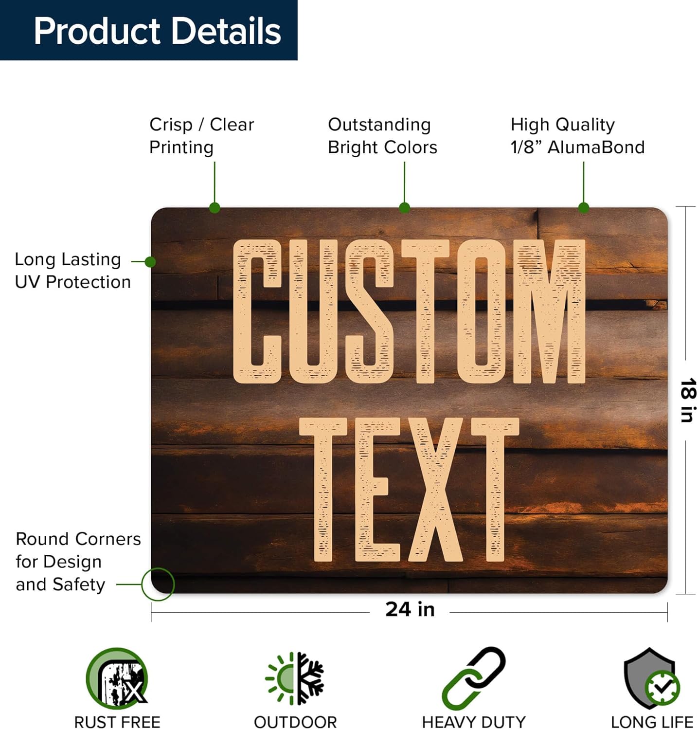 Custom Sign, Custom Street Sign, 11 Font Colors, 13 Font Styles, 4 Hole Options, 22 Sizes, 18x24 Inches, Rust Free DiBound, Fade Resistant, Made in USA by My Sign Center (Vintage Wood)