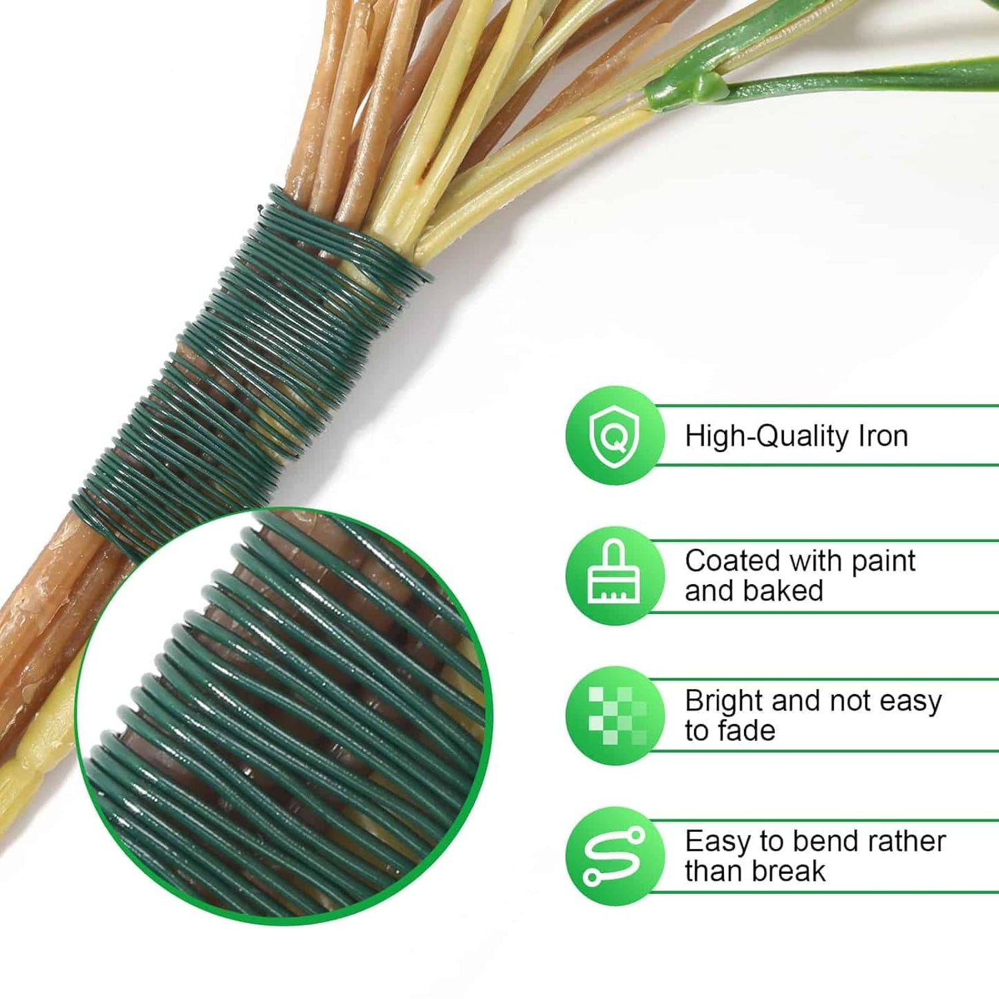 PAXCOO Flexible 110 Yards Green Floral Paddle Wire - Christmas Wreath Craft Wire with Wire Cutter, 22 Gauge