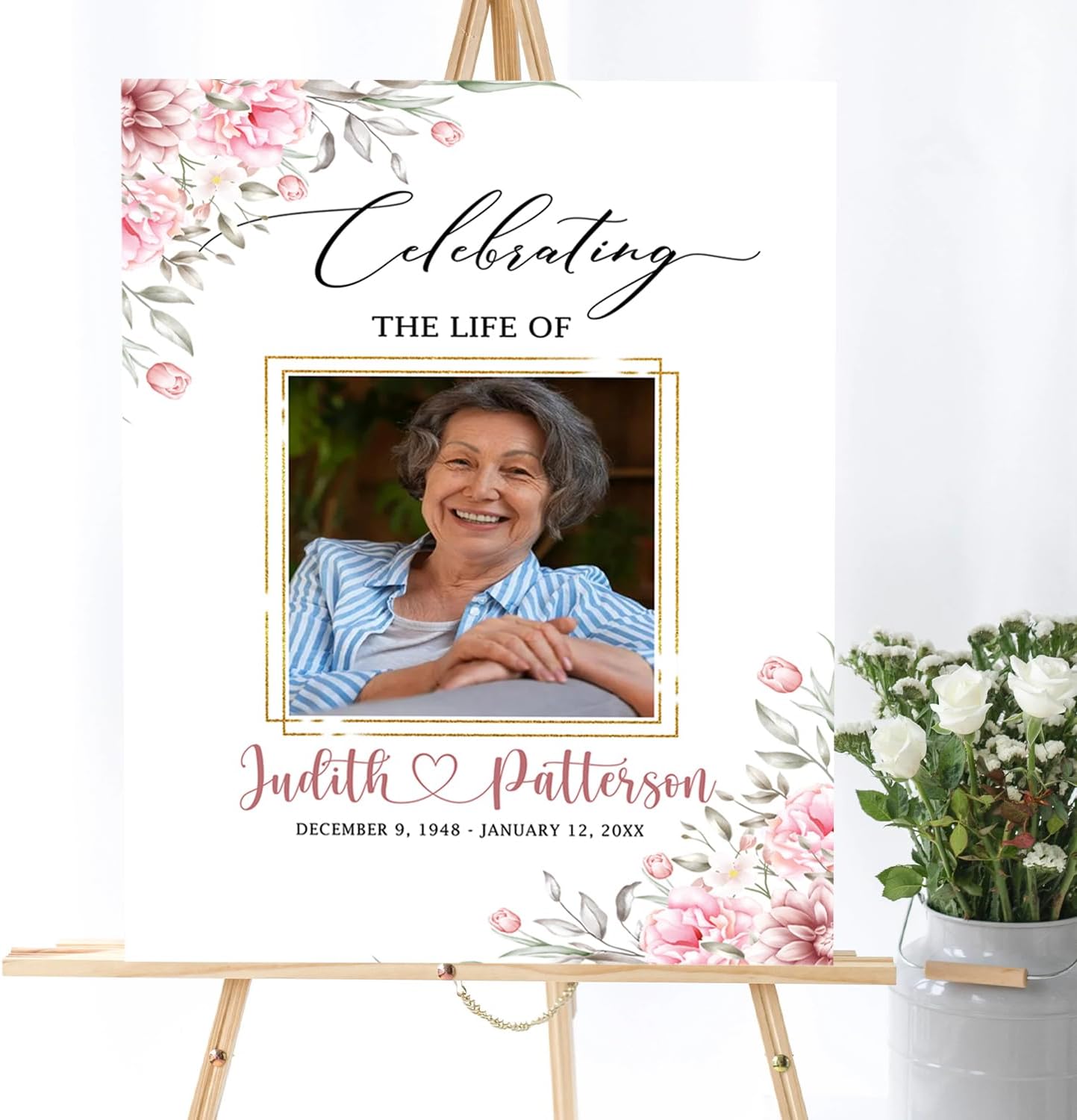 Celebration of Life, Funeral Welcome Sign, Large Memorial Poster, Funeral decoration, Obituary Memorial Service, Funeral program, Floral Funeral Welcome Sign, In-loving Memory Sign