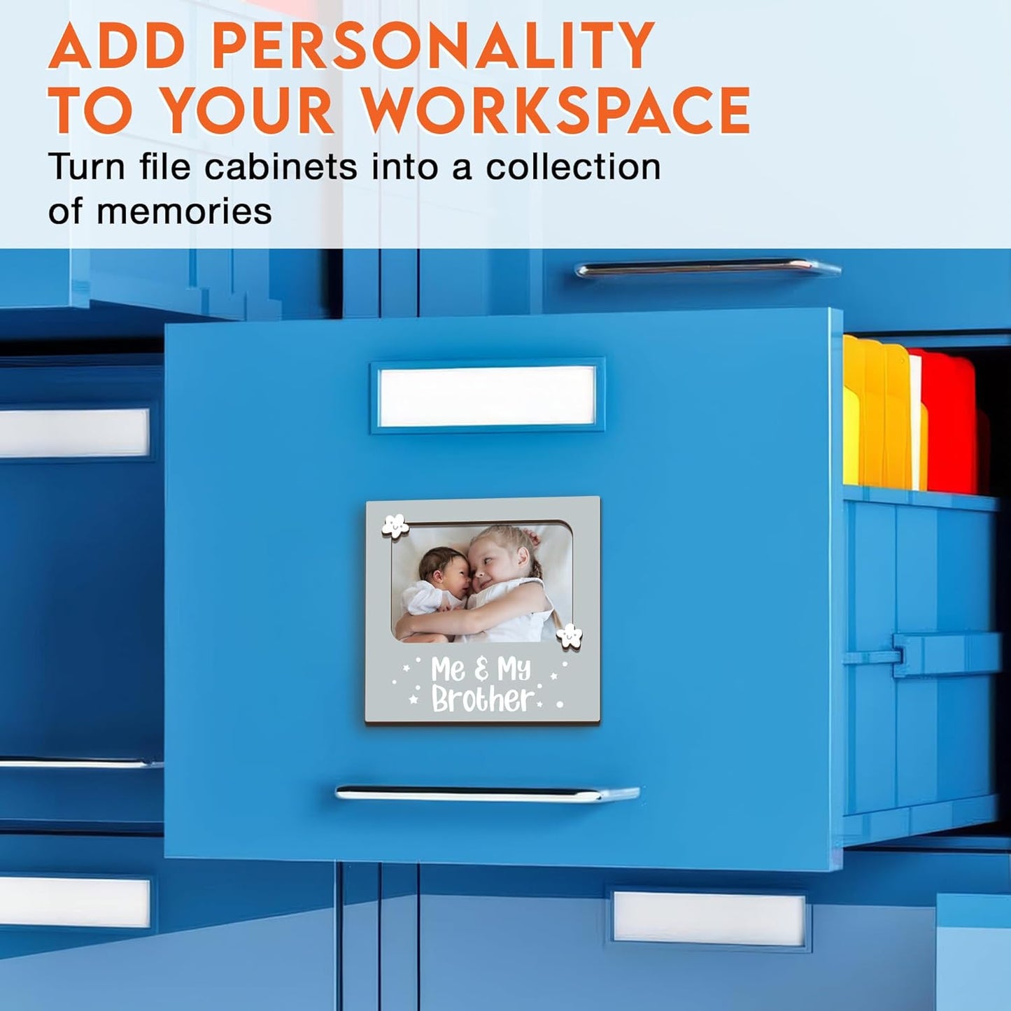 Magnetic Picture Frames - ME & MY BROTHER - Christmas Gift Birthday Gift for Big Sister, Big Brother - Unique Magnet Photo Frame For Siblings - Magnetic Frames for Refrigerator, Locker & More