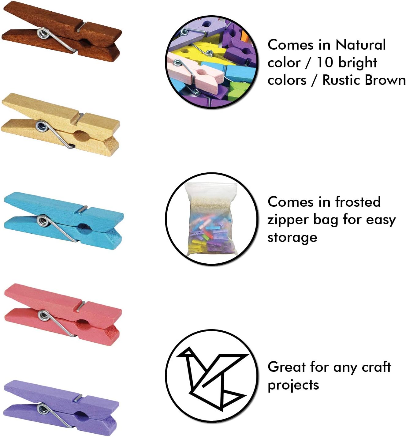 Mini Natural Wooden Clothespins with Jute Twine, 100pcs, 1.4 Inch Photo Paper Peg Pin Craft Clips with 320ft Natural Twine for Scrapbooking, Arts & Crafts, Hanging Photos (Rustic Brown)