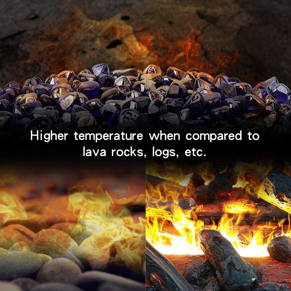 Stanbroil 10-Pound Fire Glass Diamonds - 1/2 inch Luster Fire Glass for Fireplace Fire Pit and Landscaping, Royal Cobalt Blue Luster