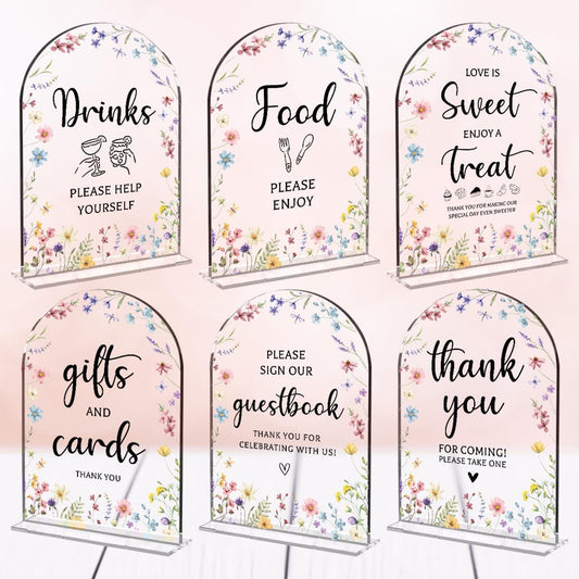 6 Pcs Wedding Decor, Ceremony Sign, Wedding Sign for Reception & Event Party,Bridal Shower Decorations, Wedding Table Decor Accessories for Anniversary And Event 5x7 Inch