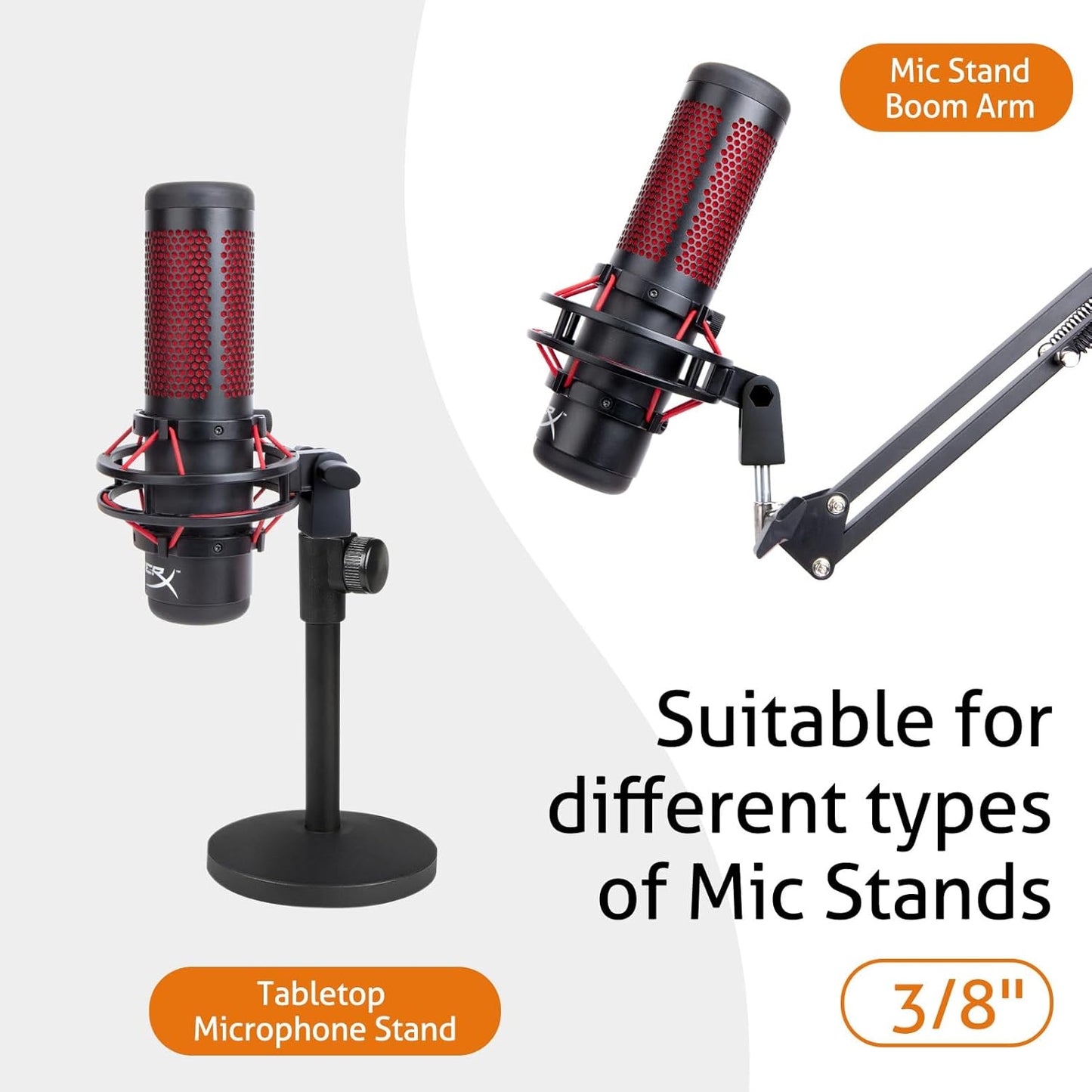SUNMON Mic Stand Adapter for 3/8" HyperX QuadCast Boom Arm