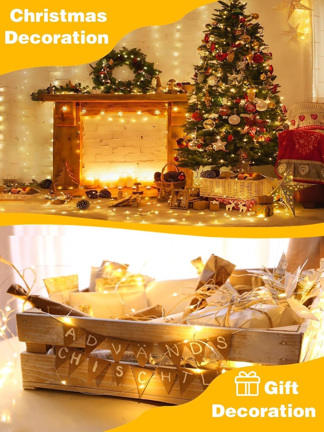 6 Pack Each 33FT 100LED Fairy Lights Battery Operated with Remote, Waterproof Twinkle Lights with Timer, Cuttable String Light Indoor & Outdoor for Bedroom Classroom Wedding DIY Christmas (Warm White)