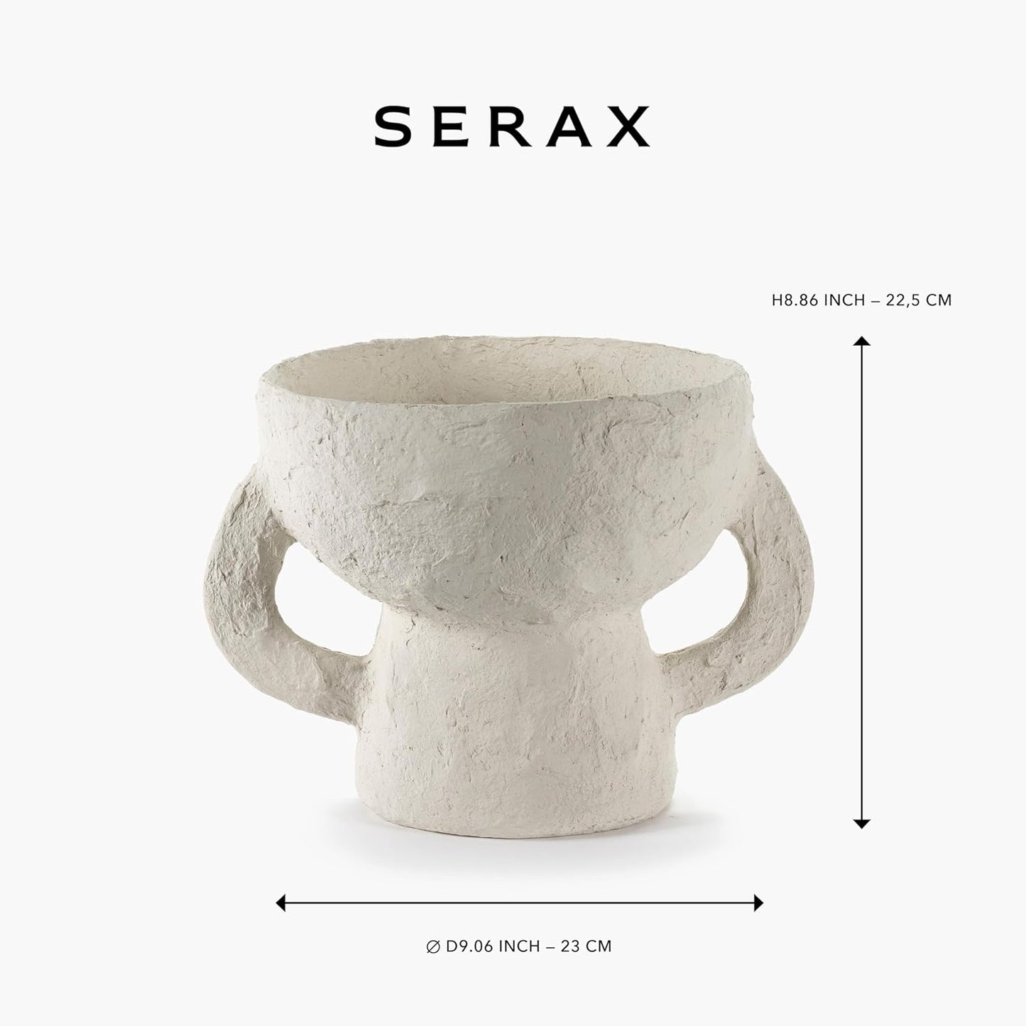Serax Decorative Vase with Handles | Earth interior accessories by Marie Michielssen | White Paper Mache Home Decor Living Room on Coffee Table | Kitchen Decorations | Entryway Table Decor Shelf Pot S