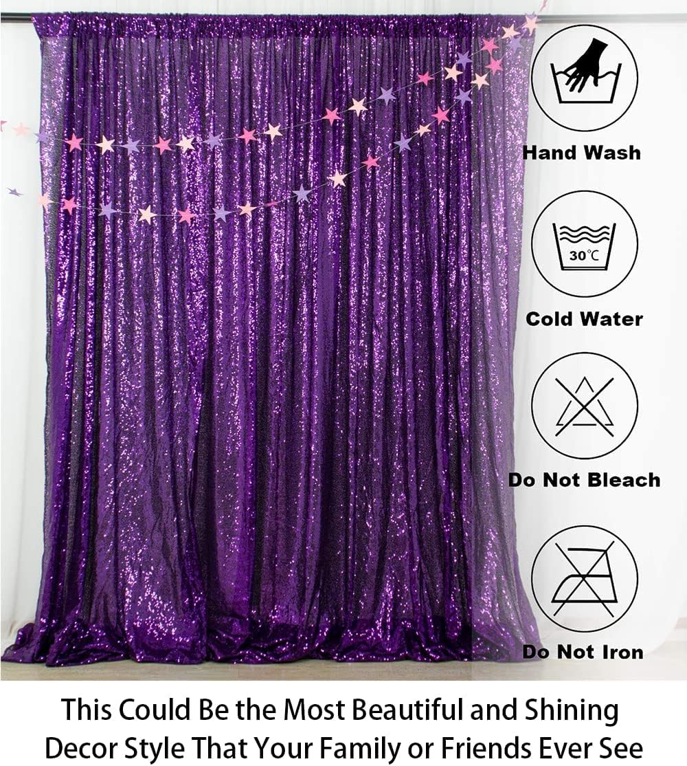 ShinyBeauty Sequin Backdrop Curtain Purple 5FTx10FT Sparkly Wedding Drapes Glitter Curtain for Parties Purple Photography Backdrops Sequin-Backdrop