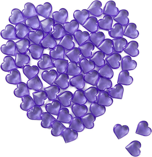 Red Acrylic Heart Translucent Hearts Shaped Crystals Gems for Table Scatter, Valentine's Day, Wedding, Artwork, Birthday Party Decoration, Favor Vase Filler (150 Pieces) (Violet)