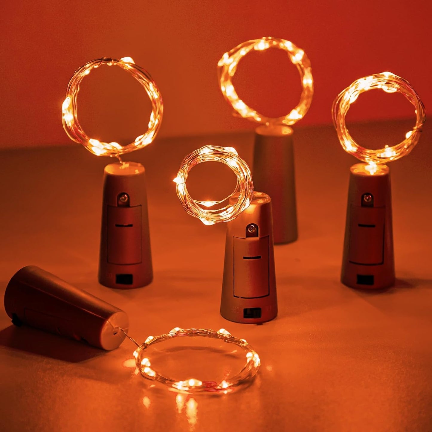 Aluan Orange Halloween Lights Wine Bottle Lights with Cork 10 Pack 20 LED Fall Table Decor for Home, Christmas Mini Fairy Lights Battery Operated Cork Lamp for Liquor Bottles Party Wedding Decoration