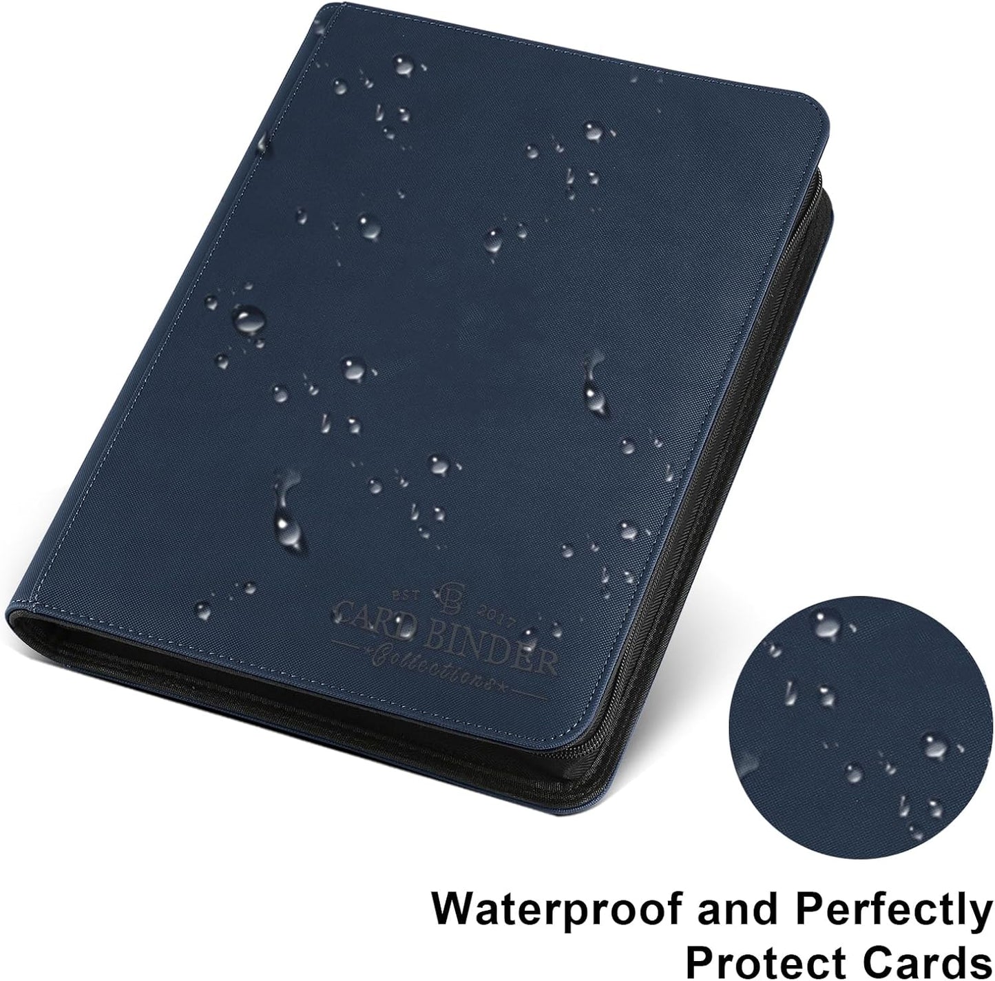 Trading Card Binder 16 Pocket, Foalgo PU Cover Card Binder for 1000+ Cards, Premium Trading Card Holder Folders, Double Sided Pocket Card Album for MTG, TCG (Blue)