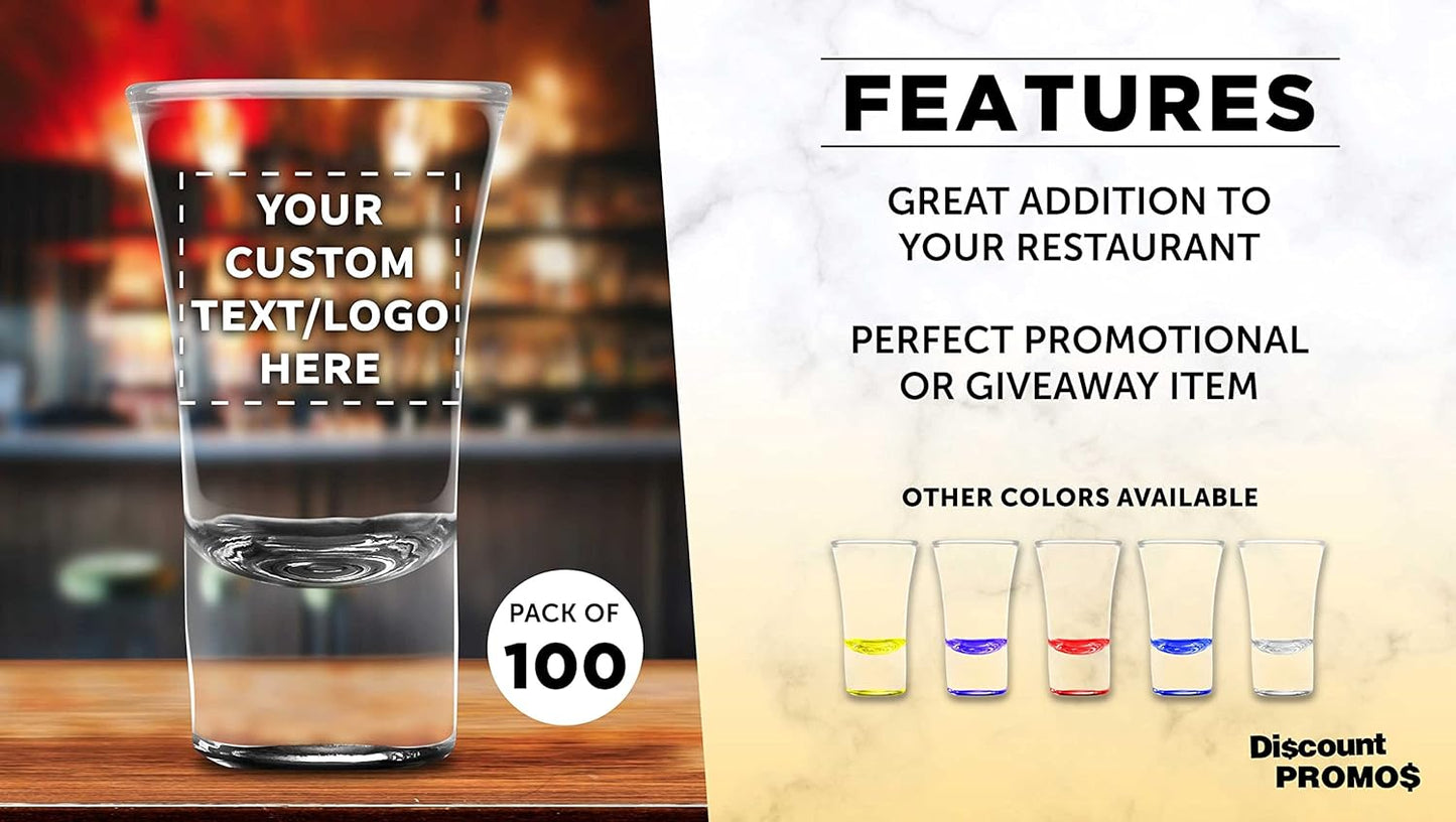Custom 2 oz. Lord Shooter Etched Shot Glasses, 100 pack, Personalized Text, Logo, 21st Birthday Party, Lounge Glassware, Black