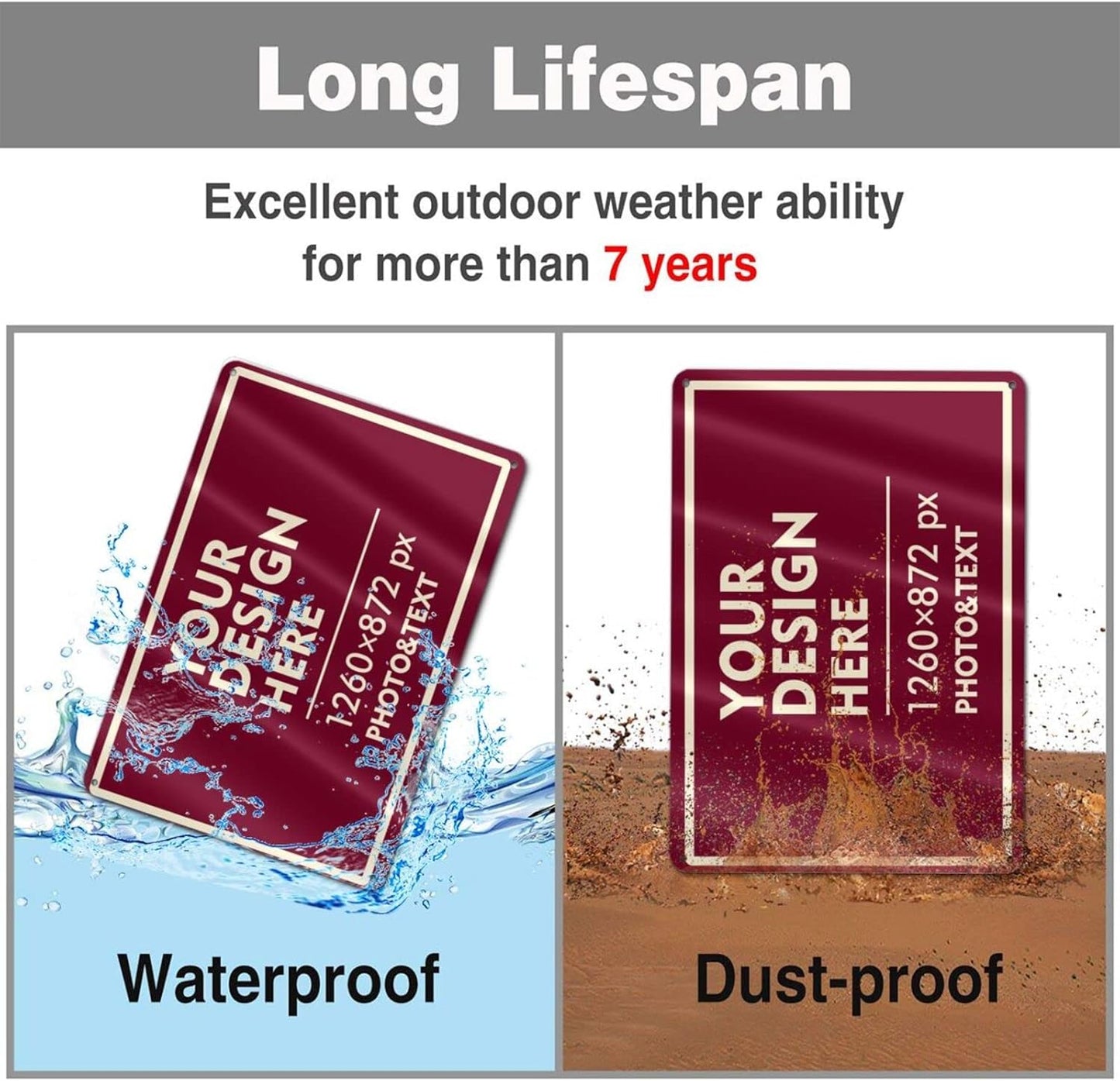 Custom Signs Outdoor Metal Sign - 12 x 8 Customized Personalized Aluminum for Office, Home, Business, Decor, Road Signs, Rust-Proof (Ivory Text Box)