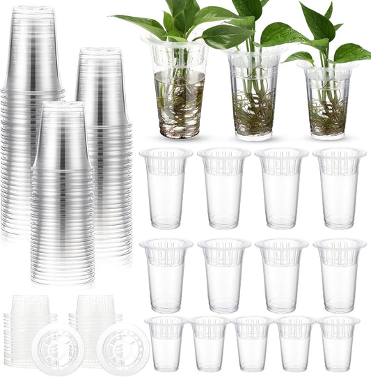 Baderke 35 Pack Plastic Plant Propagation Station Desktop Terrariums Plant Tabletop Vase with Hydroponic Baskets for Indoor Home Office Desktop Decor(4.25'', 4.57'', 5.47'')
