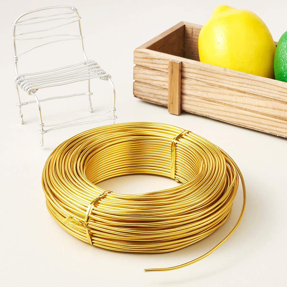 Fashewelry 114 Feet 10 Gauge Aluminum Wire Gold Bendable Metal Craft Wire for Beading Jewelry Craft Making (2.5mm)