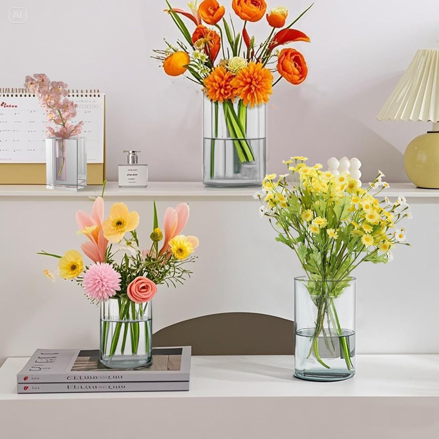 36pcs Glass Vase Cylinder for Centerpieces Small Flower Glass Clear Home Decor Centerpiece Table Flower Vase Decorations for Wedding＆Holiday 4,4.7,6Inch Tall