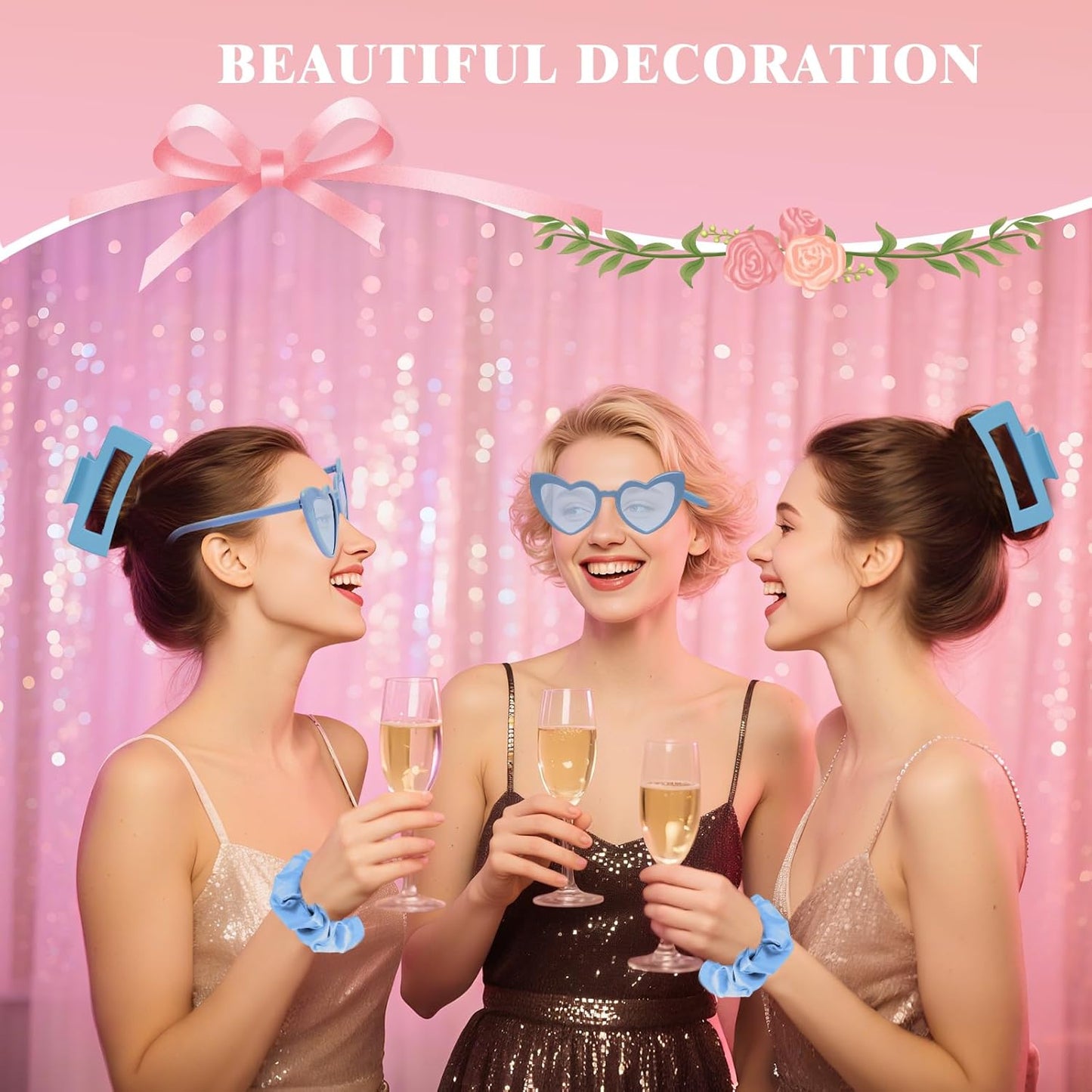 Dusty Blue Bridesmaid Proposal Gift Set, 12PCS Wedding Favors with Hair Claws, Scrunchies, Makeup Clips & Sunglasses, Birthday Gifts for Maid of Honor, Girls and Teens