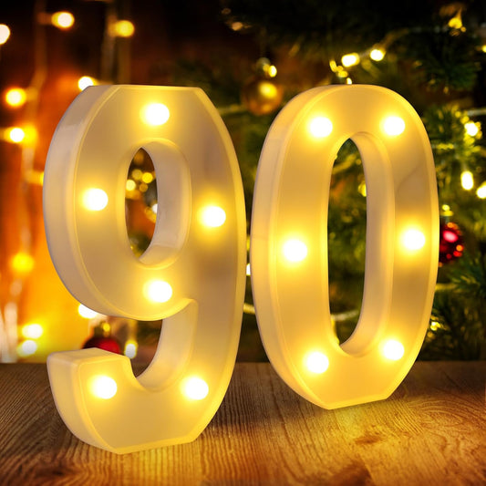 90th Birthday Decorations for Women Men,Happy 90 Birthday Decorations for Centerpieces Table,90 Light Up Numbers Sign Led for Party Backdrop Wall Decor for Wedding Anniversary Home