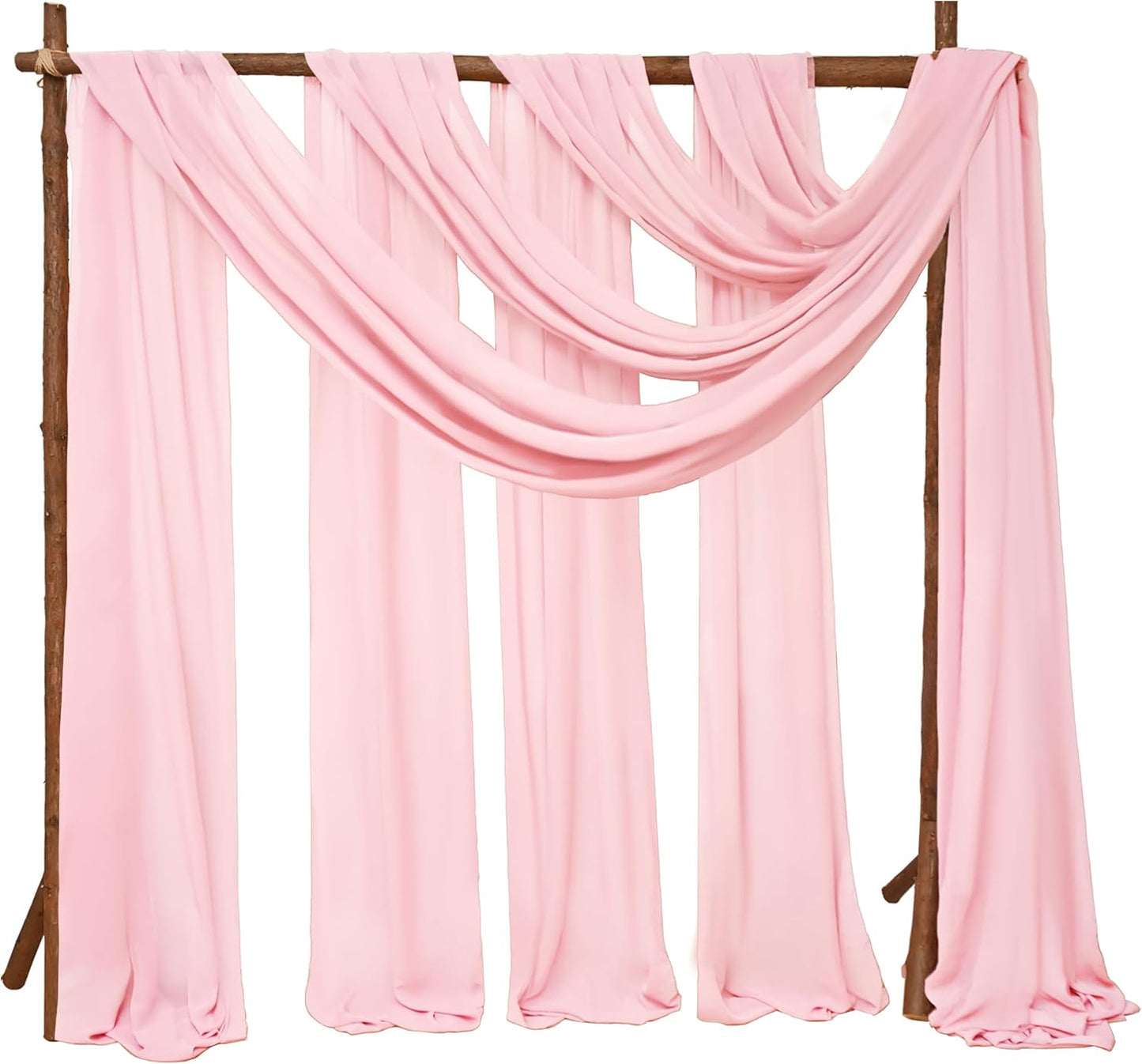 8 Panels Wedding Arch Draping Fabric 28" x 20 Ft Wedding Arch Drapes Chiffon Fabric Drape Sheer Backdrop Curtain for Weddings Party Swag Ceremony Birthday Arbor Drapery Reception Ceiling Décor(Pink)