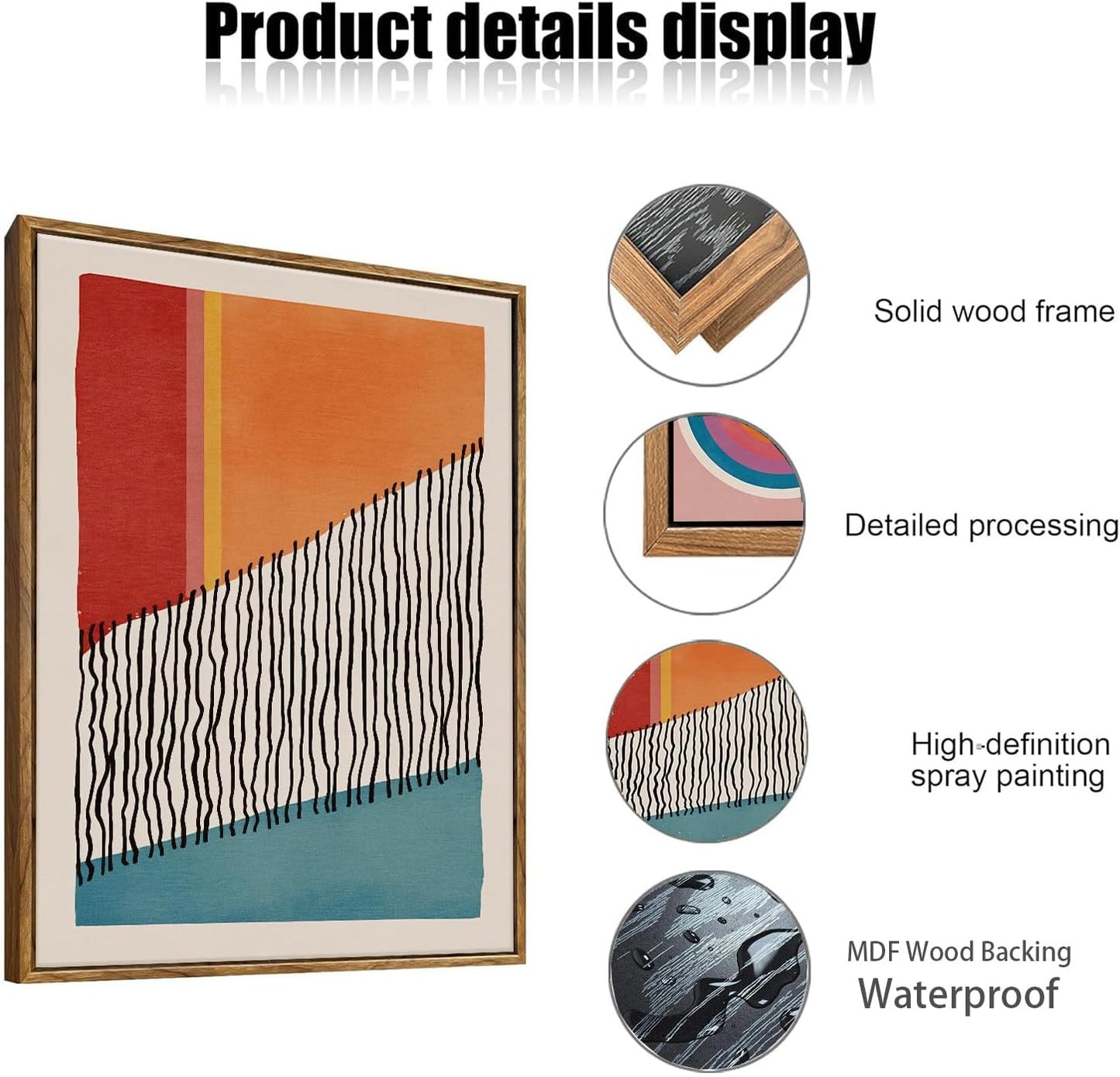 myusuar 3 Piece Large Modern Abstract Canvas Framed Wall Art For Living Room, Midcentury Minimalist Boho Wall Art Decor Posters Prints For Bedroom Office, 24x36in