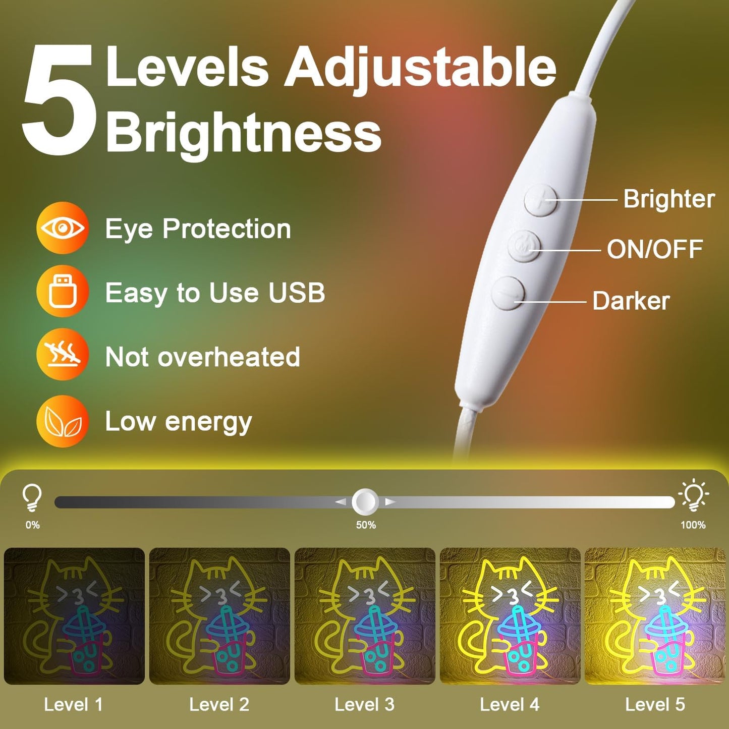 Cat Boba Tea Neon Sign Yellow Cat Led Neon Signs for Wall Decor USB Bubble Tea Neon Light Cute Animal Neon Light Sign for Bedroom Dessert Bar Coffee Shop Kitchen Restaurant Party