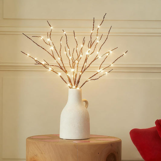 BAOLITVINE Lighted Willow Branches with Timer 70 Fairy Lights 18IN, Brown Twig Branch Lights for Indoor Outdoor Home Fireplace Christmas Decorations