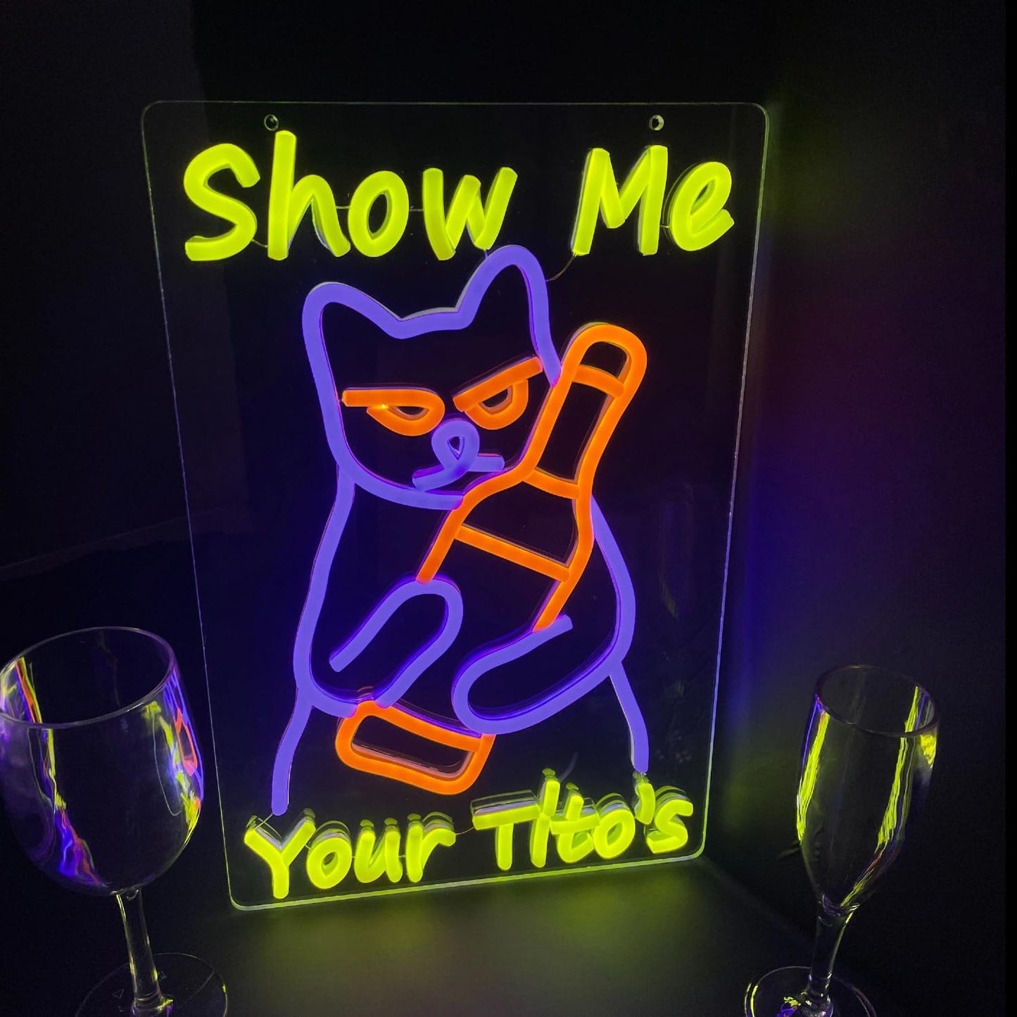 Neon Sign Cat Tito Light for Home Bar Pub,Dimmable LED Wall Light for Party Decoration, Cat Beer Neon Sign Funny Neon Signs for Bedroom Man Cave Home Bar Decor