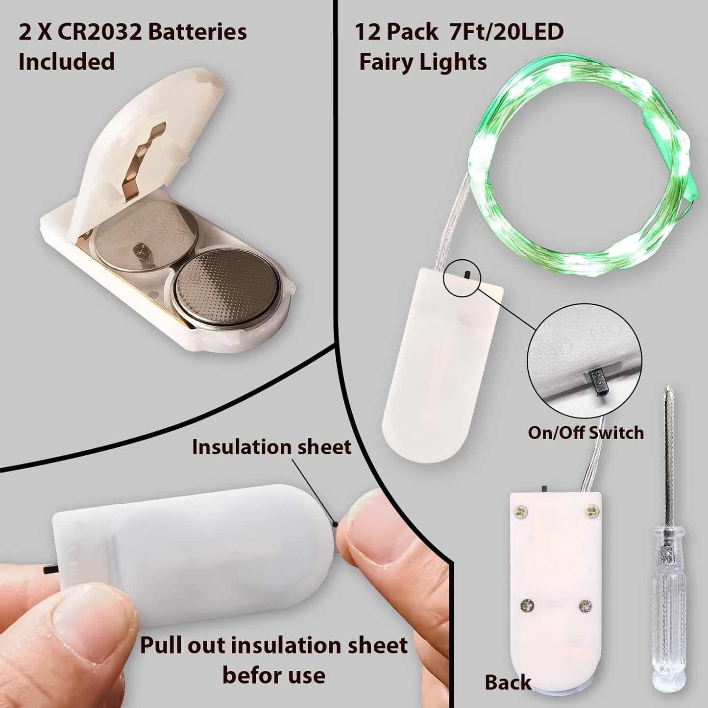 HXWEIYE 12 Pack 7ft 20LED Multicolor Fairy Lights Battery Operated for DIY Wedding Gifts Christmas Party Decor