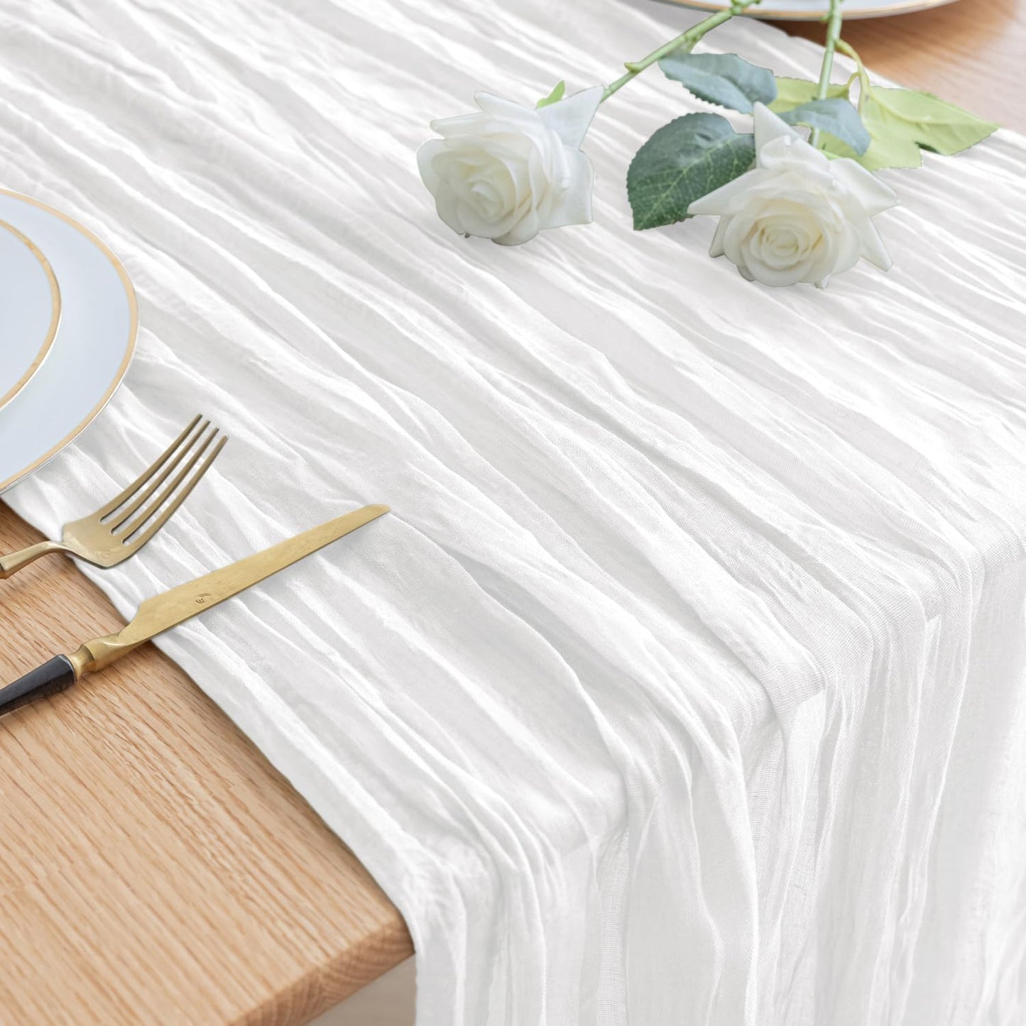 Asee'm Cheesecloth Table Runner 120 Inches Long Ivory Boho Gauze Cheese Cloth Runner 10FT Rustic Sheer Fall Table Runners for Thanksgiving Wedding Party Baby Shower Decoration