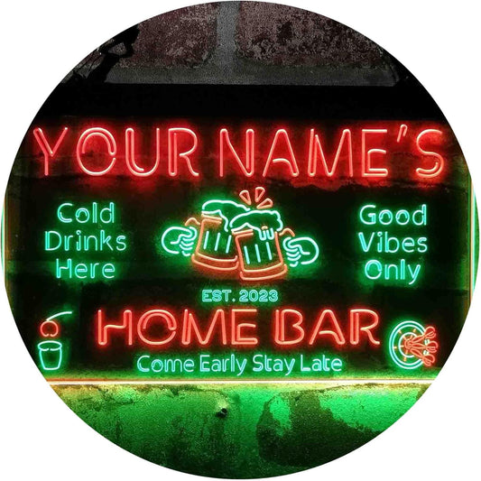 ADVPRO Personalized Your Name Custom Home Bar Beer Established Year Dual Color LED Neon Sign Green & Red 12 x 8.5 Inches st6s32-p1-tm-gr