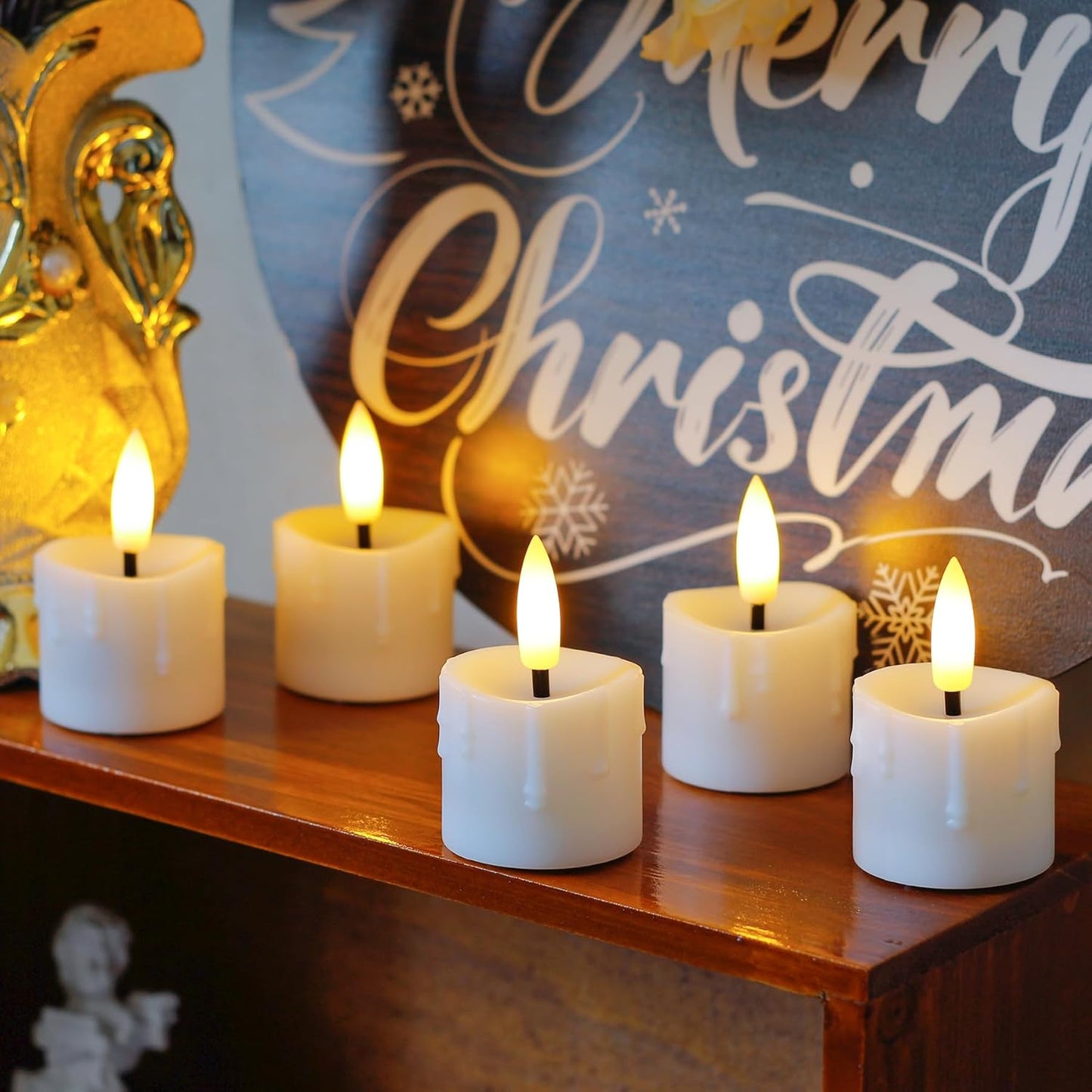 Rechargeable Flameless 1.6" x2.5" Tea Light Candles with Remote & Type-C Charging Cable, Timer LED Flickering White Plastic 6pcs Mini Dripping Wax Votive Tealight Candles