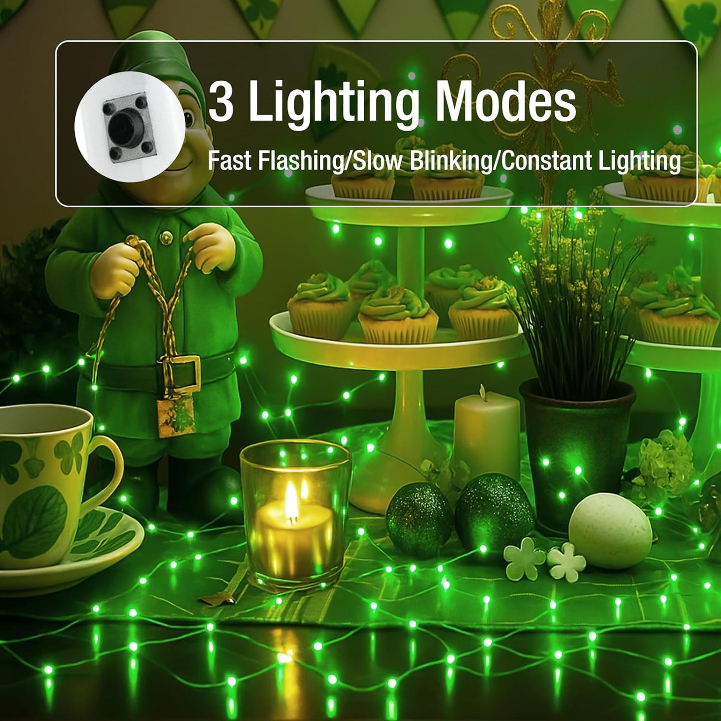 6 Pack Fairy Lights Battery Operated - 7ft 20 Led Twinkle Lights 3 Modes, Bulk Mini String Lights Waterproof for Mason Jars Vases DIY Party Wedding Decoration Christmas - Green