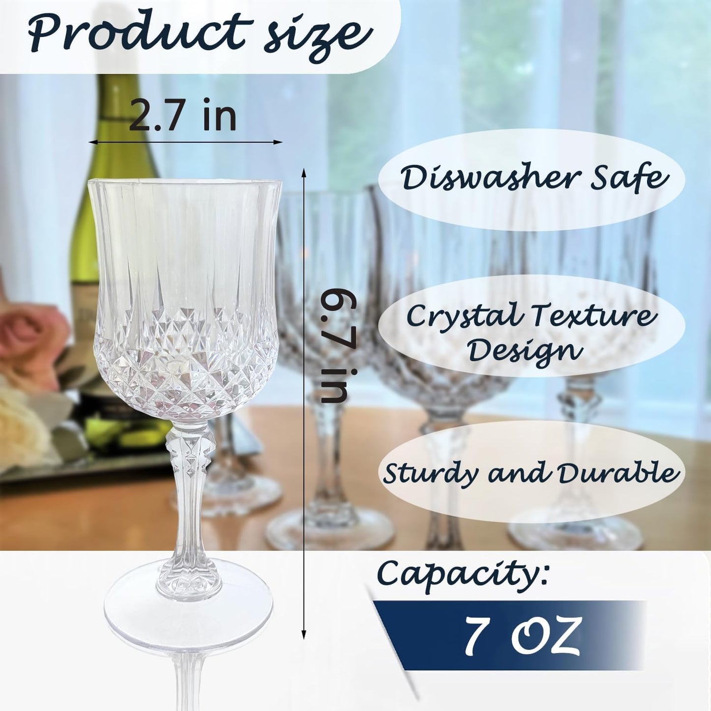 Plastic Wine Glasses，Plastic Goblets Vintage Style Cordial Drinking Glasses for Wedding Reception, Grand Event Party Supplies (100, transparent)