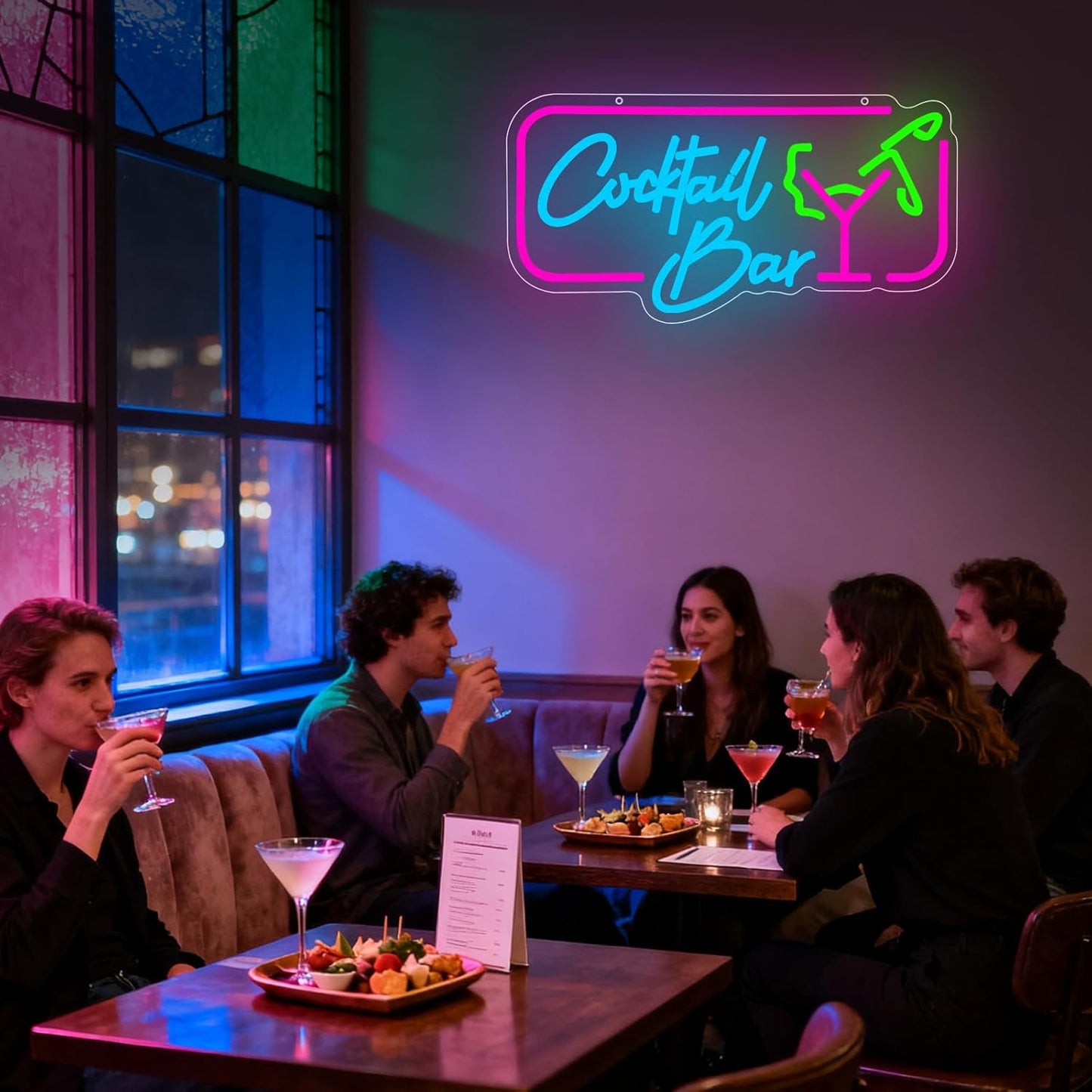 Cocktail Bar Neon Sign, Cocktail Vintage LED Neon Light Signs for Wall Decor Dimmable Led Light Up Sign for Home Beer Bar Pub Night Club Party Man Cave Decoration Gift USB Powered(16.9"*8.7")