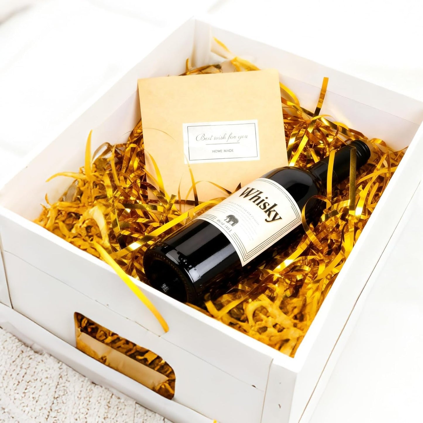 Zwish 150 Gram Sparkly Iridescent Film PP Hamper Shreds & Strands Shredded Crinkle Confetti for Gift Wrapping & Basket Filling & Gift Box filler Easter Basket Box filler-Gold