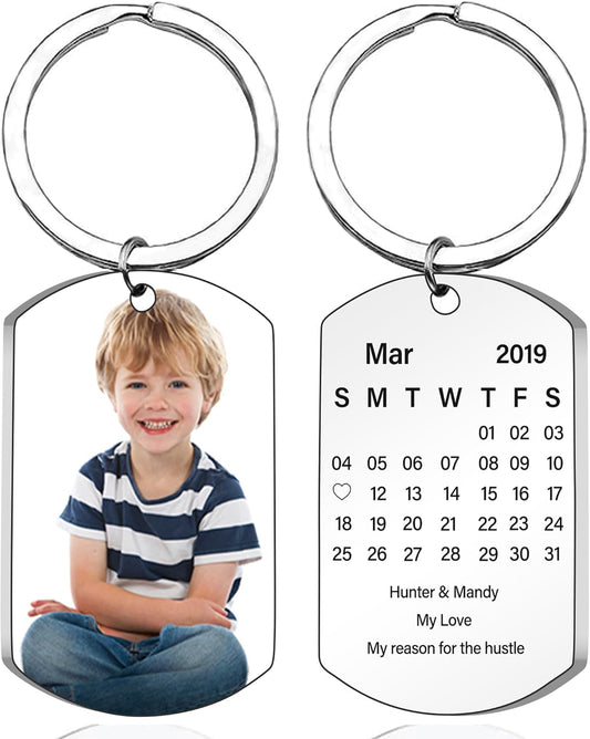 Personalized Double-sided Photo Text+Icons Keychain Drive Safe Boy Girlfriend Pet Memorial Anniversary Custom Keychain Gifts