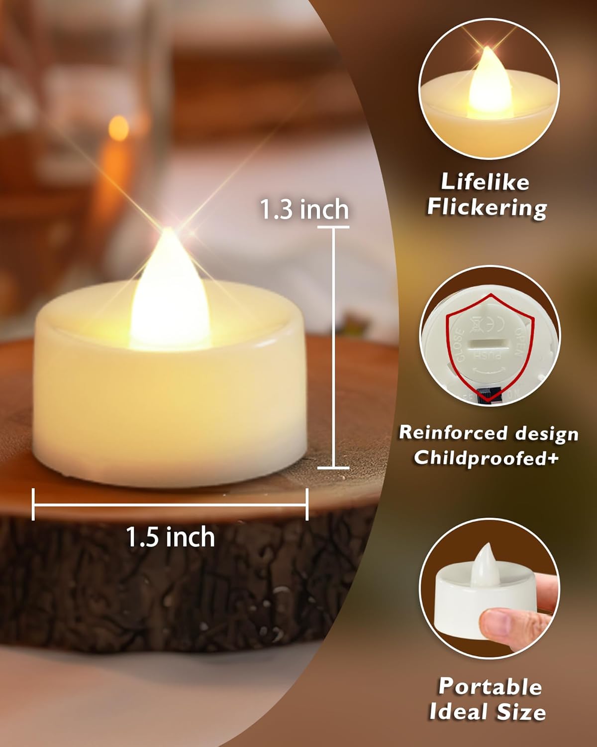 Homemory 100 Pcs Battery Tea Lights Bulk, Flameless Flickering Warm White Electric Tea Candles, Long Lasting Battery Life, Ideal for Votive, Party, Dining Room