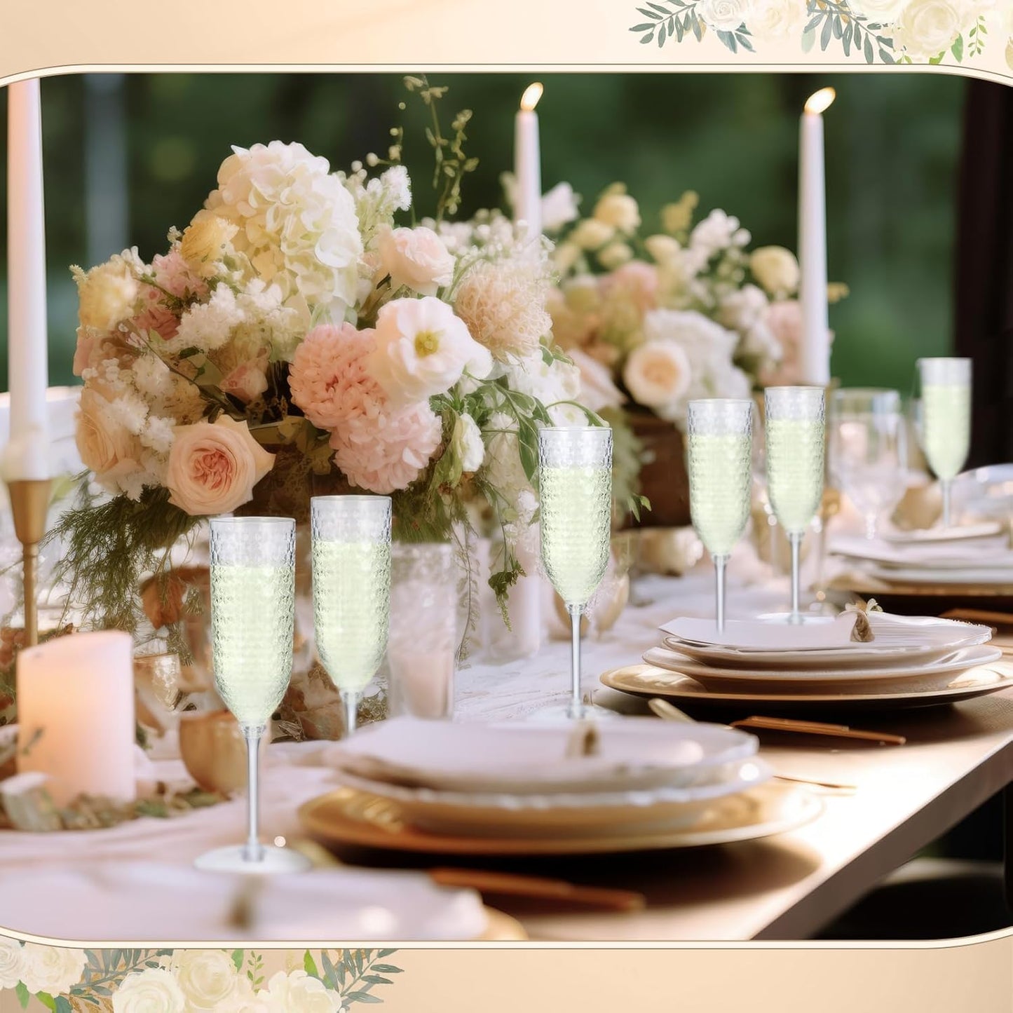 Remerry 48 Pack Detachable Plastic Champagne Flutes 5.5 oz Champagne Glasses Bulk Disposable Mimosa Glasses Reusable Wine Cups for Wedding Toasting Baby Shower Birthday Party New Years (Clear)