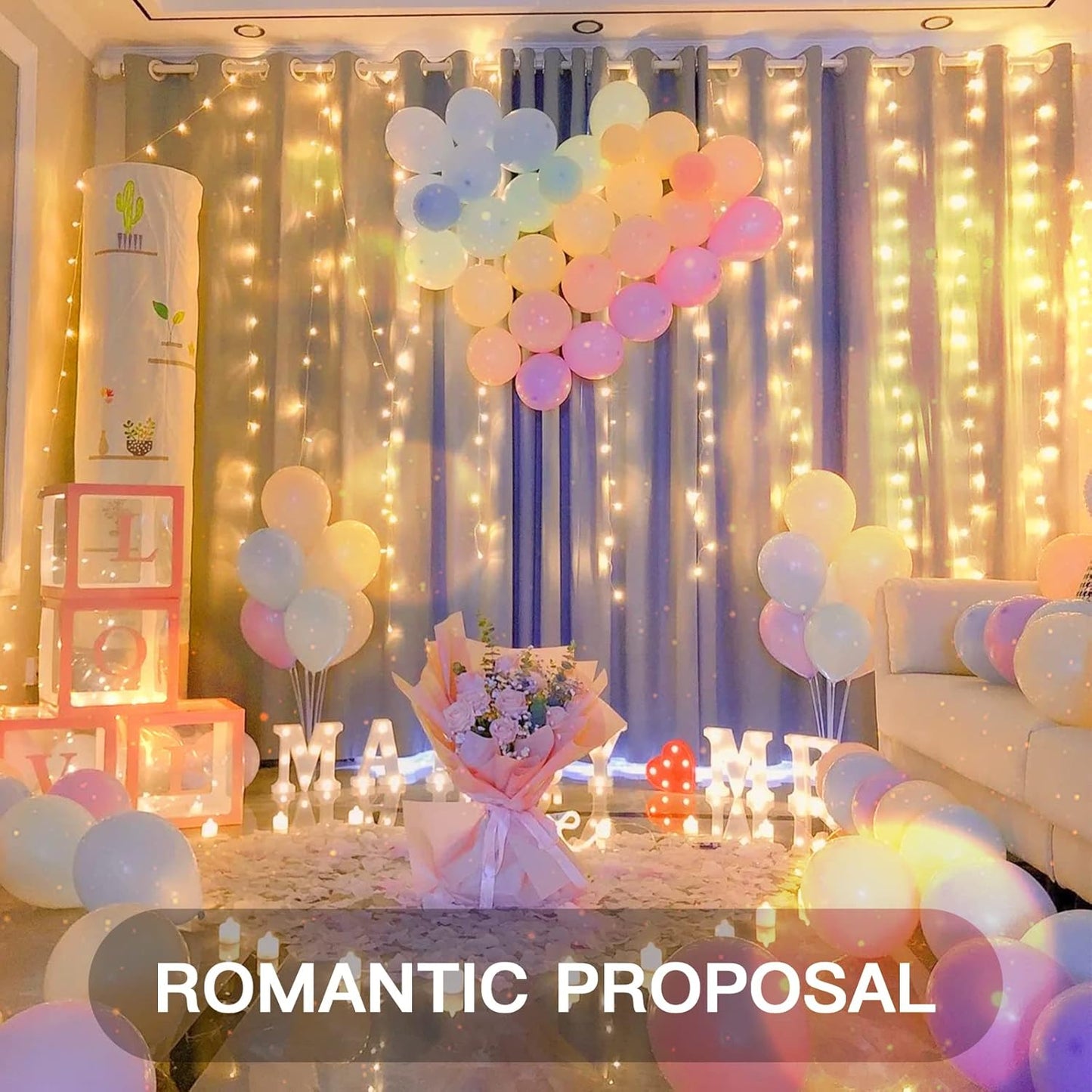 suddus Color Changing Curtain Lights, 200 Led 6.5ft x 6.5ft Hanging String Lights Outdoor, Fairy Curtain Lights for Bedroom, Window, Wall, Wedding, Party, Birthday Decor Warm White & Fuchsia