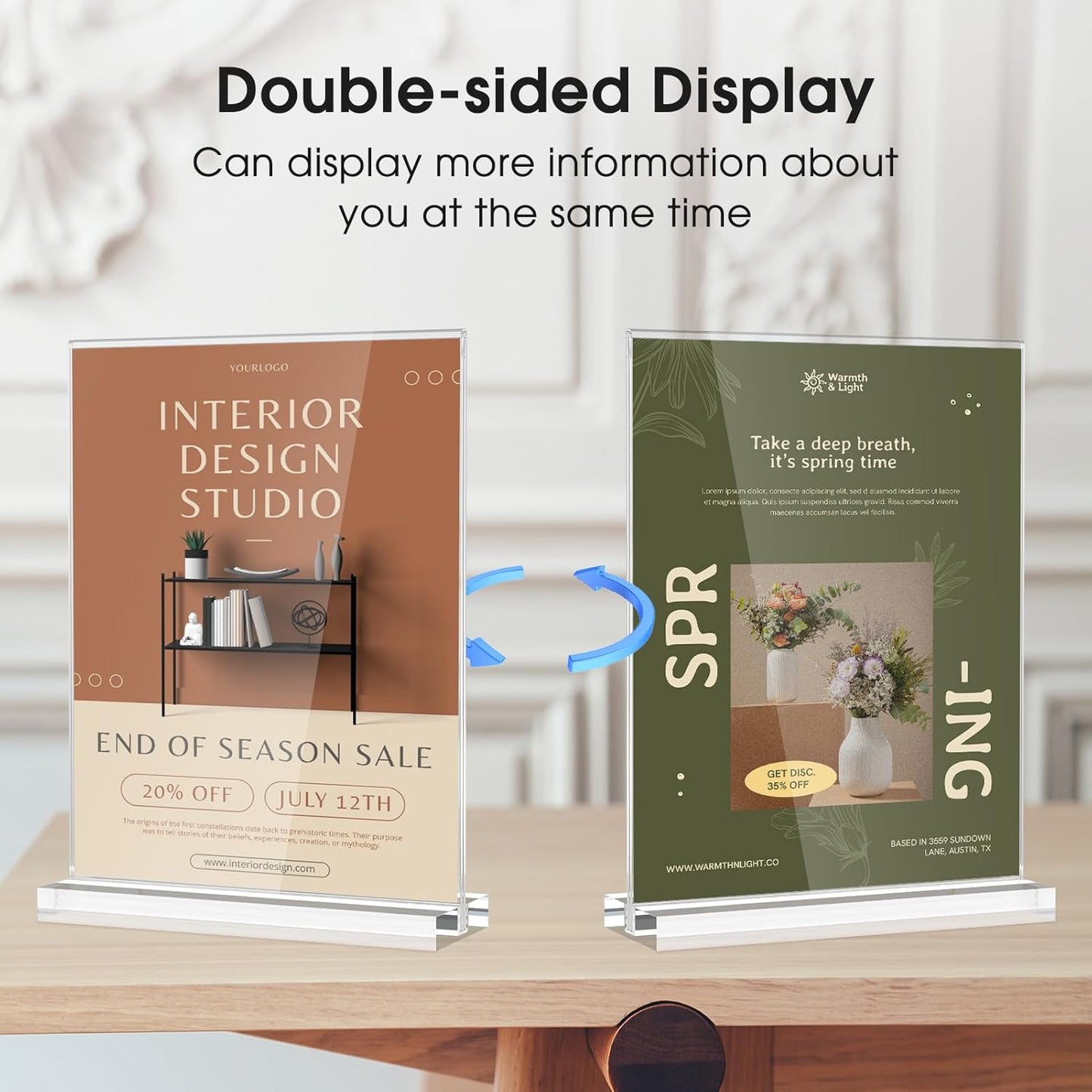 MaxGear Acrylic Sign Holder 8.5 X 11 Inches 30 Pack, Double Sided Plastic Display Stands Table Top Acrylic Frame, Clear Paper Holder Menu Flyer Stand for Stores, Restaurants, Hotels, Office