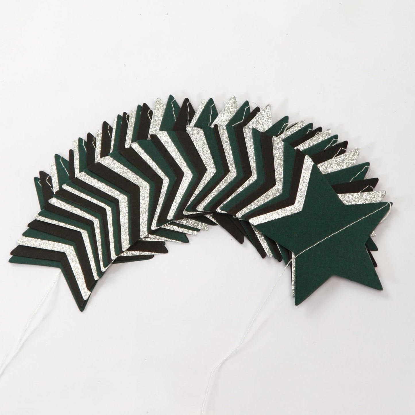 Black Green-Silver Party-Decorations Garland - 62ft Twinkle Little Star Soccer Graduation Hanging Streamers Banner,Men Boys Birthday Bachelorette Baby Bridal Shower Decor Hugtmr